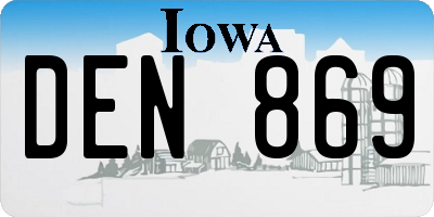 IA license plate DEN869