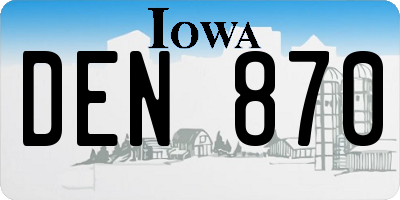 IA license plate DEN870