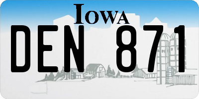 IA license plate DEN871
