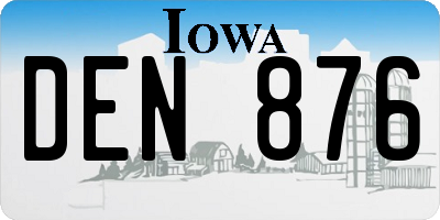 IA license plate DEN876