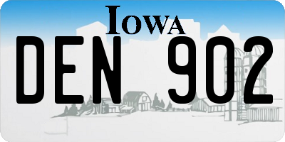 IA license plate DEN902