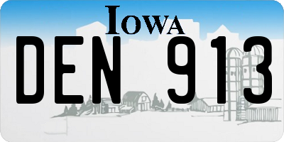 IA license plate DEN913