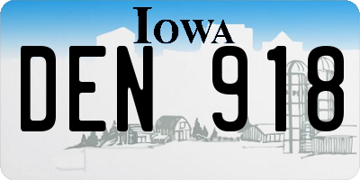 IA license plate DEN918