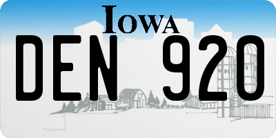 IA license plate DEN920