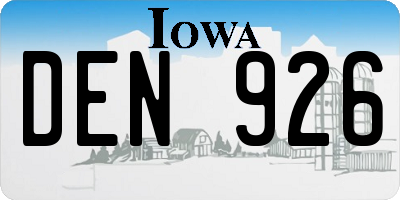 IA license plate DEN926