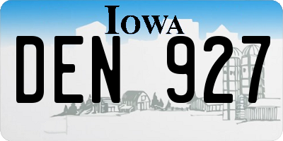 IA license plate DEN927
