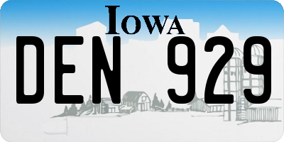 IA license plate DEN929