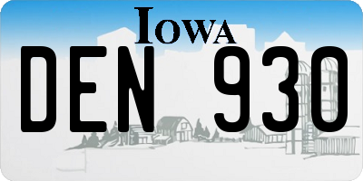 IA license plate DEN930
