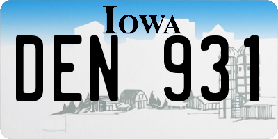 IA license plate DEN931
