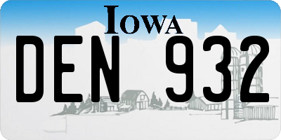 IA license plate DEN932