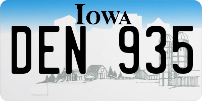 IA license plate DEN935