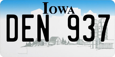 IA license plate DEN937