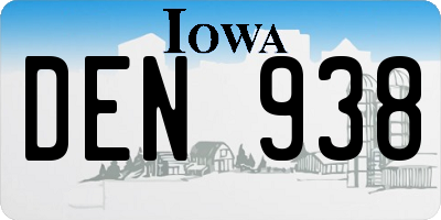 IA license plate DEN938