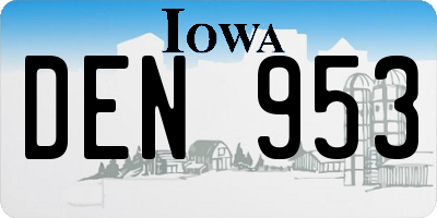 IA license plate DEN953