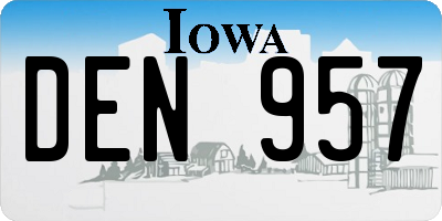 IA license plate DEN957
