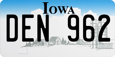 IA license plate DEN962