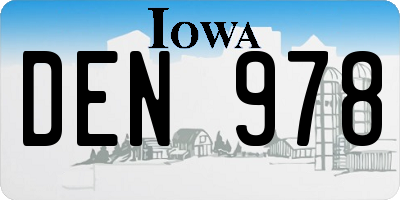 IA license plate DEN978