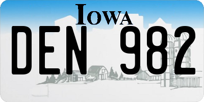 IA license plate DEN982
