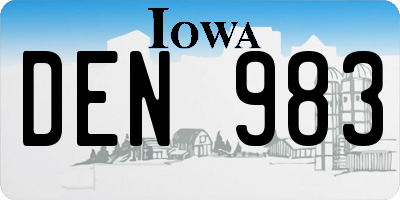 IA license plate DEN983