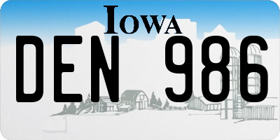 IA license plate DEN986