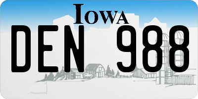 IA license plate DEN988