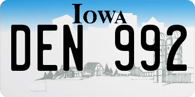 IA license plate DEN992