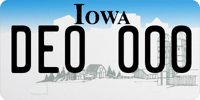 IA license plate DEO000