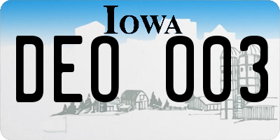 IA license plate DEO003