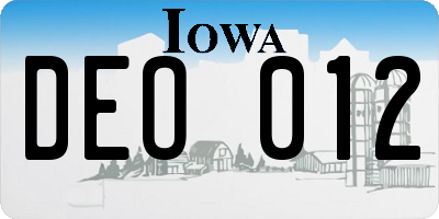 IA license plate DEO012