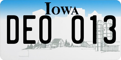 IA license plate DEO013
