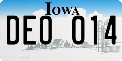 IA license plate DEO014