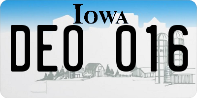 IA license plate DEO016