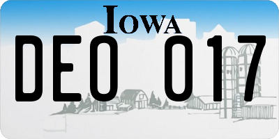 IA license plate DEO017