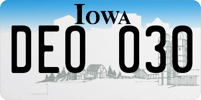 IA license plate DEO030