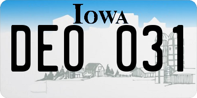 IA license plate DEO031