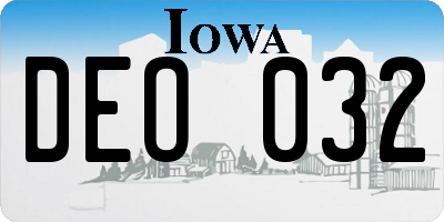 IA license plate DEO032
