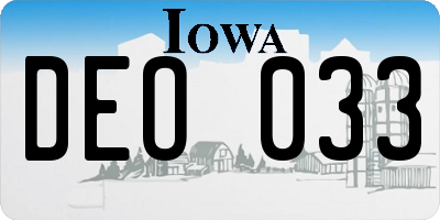 IA license plate DEO033