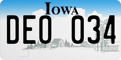 IA license plate DEO034