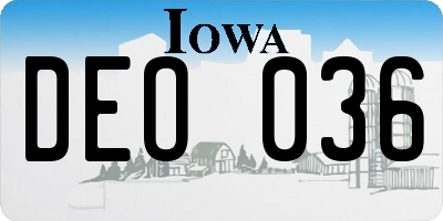 IA license plate DEO036