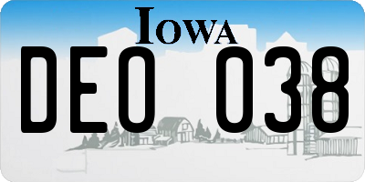 IA license plate DEO038