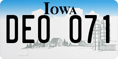 IA license plate DEO071