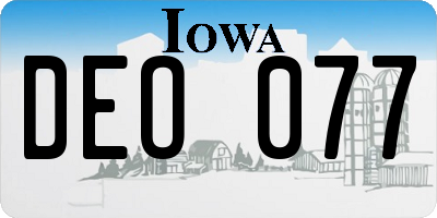 IA license plate DEO077