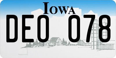 IA license plate DEO078