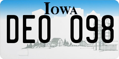 IA license plate DEO098