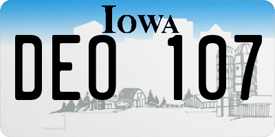 IA license plate DEO107