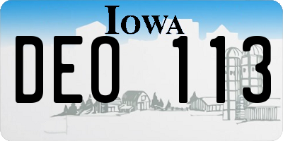 IA license plate DEO113
