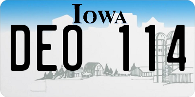 IA license plate DEO114