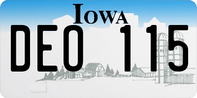 IA license plate DEO115