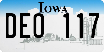 IA license plate DEO117