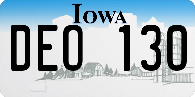 IA license plate DEO130